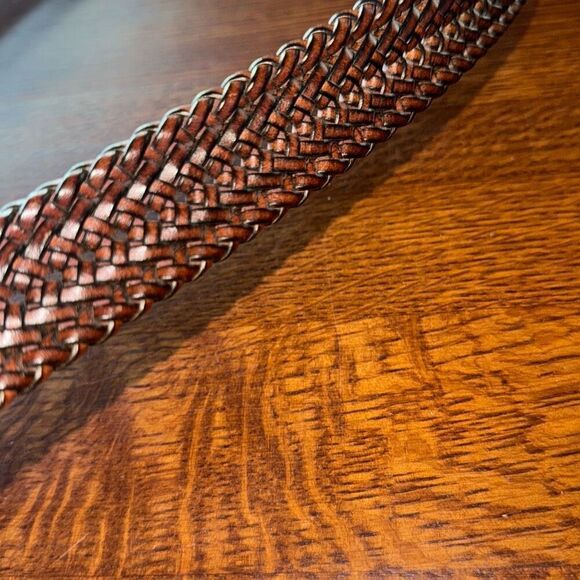 Perry Ellis Brown Leather Braided Belt Men's XXL 42 - Picture 10 of 10